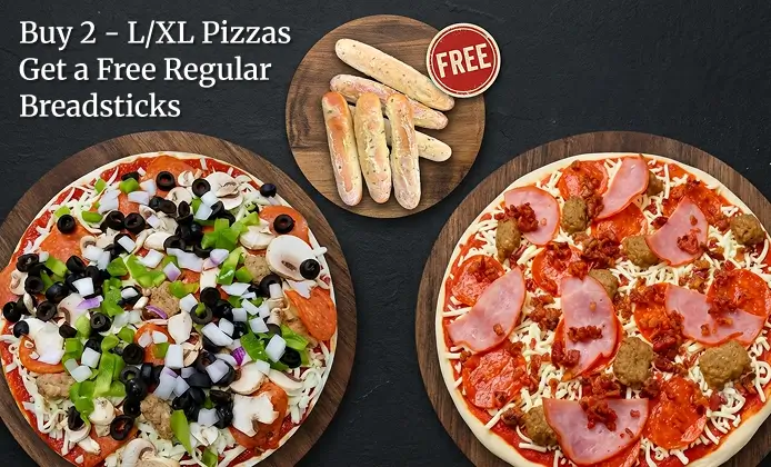 free breadstick on 2 pizza eatons offers